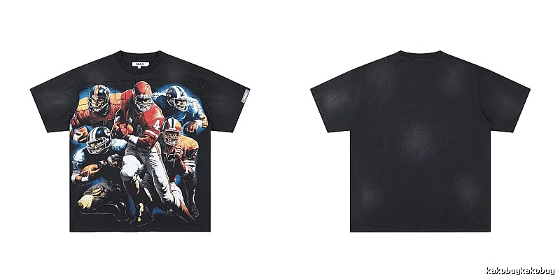 DUAA Rugby Print Retro Black T-Shirt