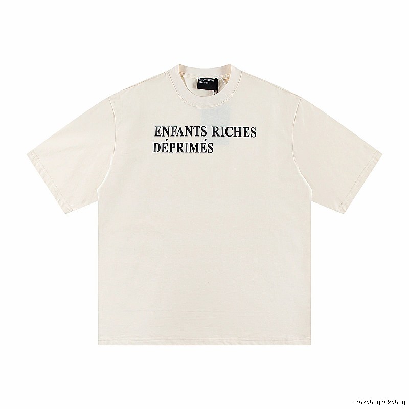 ERD Letter Print Minimalist Style Off-white Short-sleeve T-shirt
