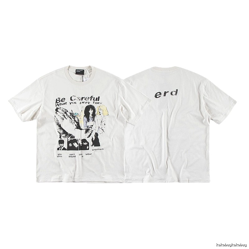 ERD Vintage Portrait Print Off-white Short-sleeved T-Shirt