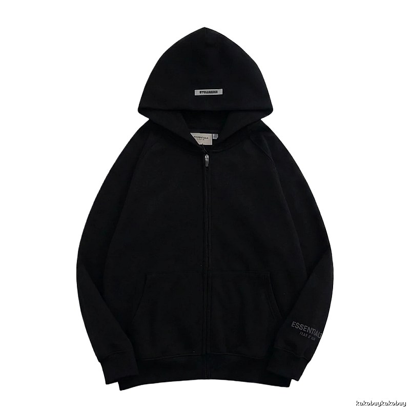 ESSENTIALS minimalist style black hoodie