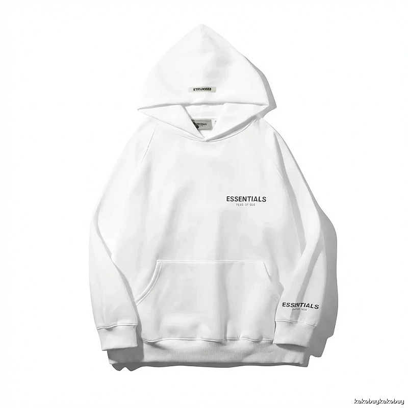 ESSENTIALS minimalist style white hoodie