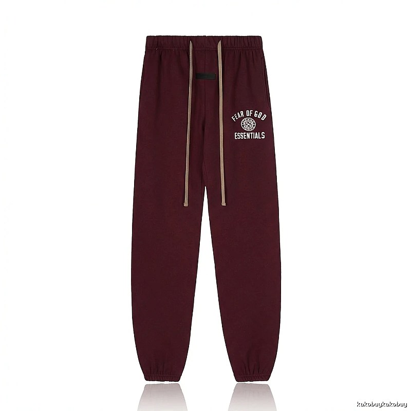 ESSENTIALS Trendy Casual Wine Red Sweatpants