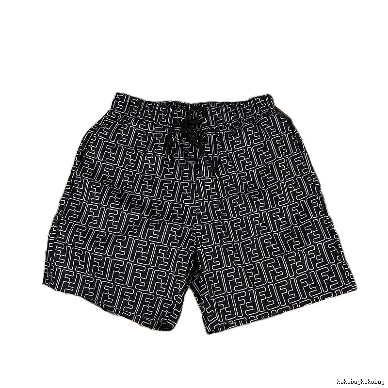 Fendi Double F Collection Vintage Monogram Style Black Shorts