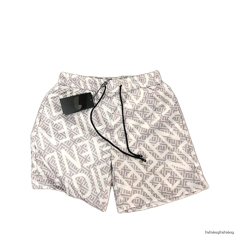 Fendi Double F Monogram Streetwear Light Gray Casual Shorts