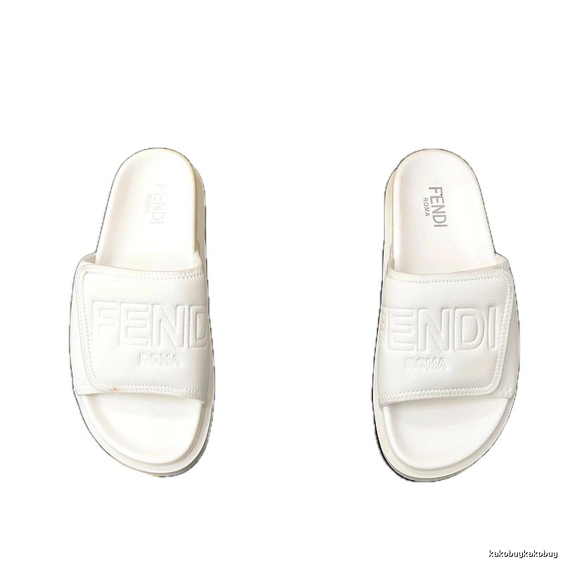 FENDI ROMA Collection Minimalist Style White Slide Sandals