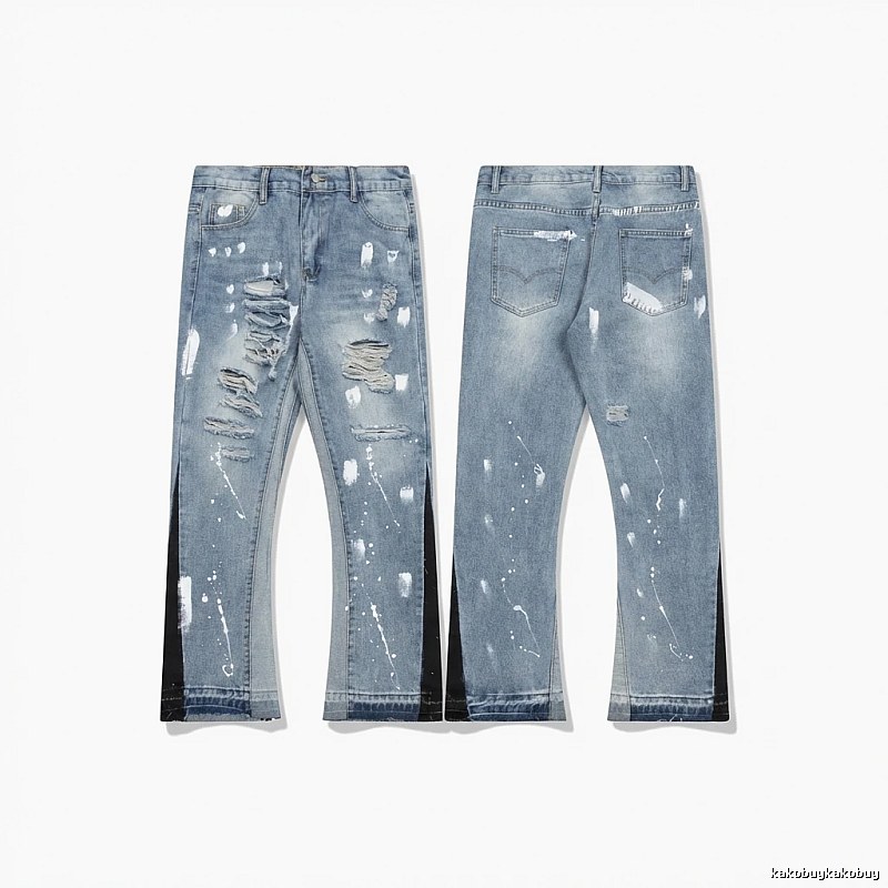Gallery Dept Hole-Ripped Denim Blue Jeans