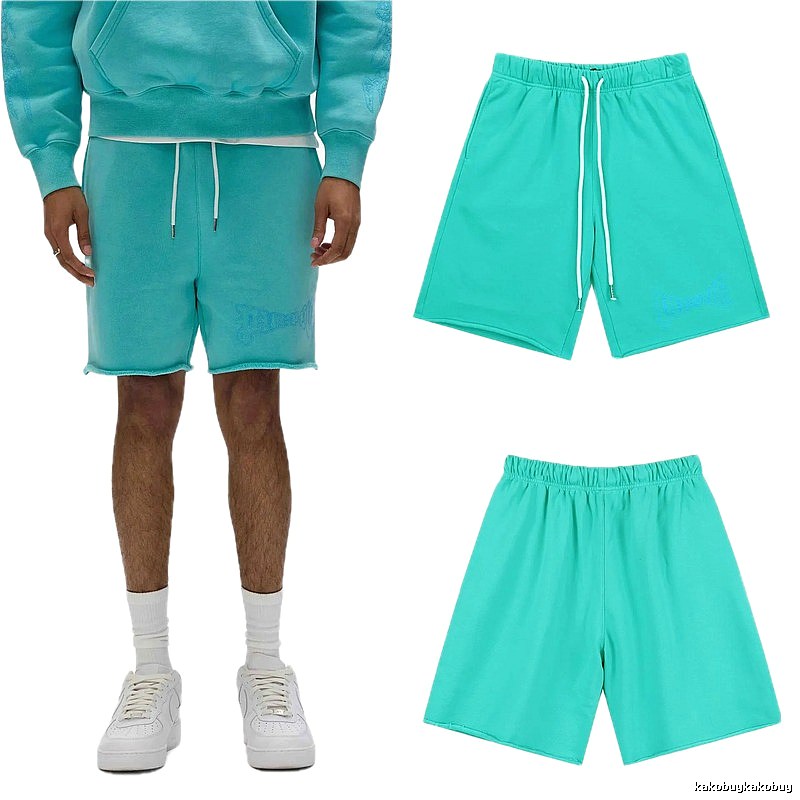 Godspeed Embroidered Street Style Lake Blue Casual Shorts
