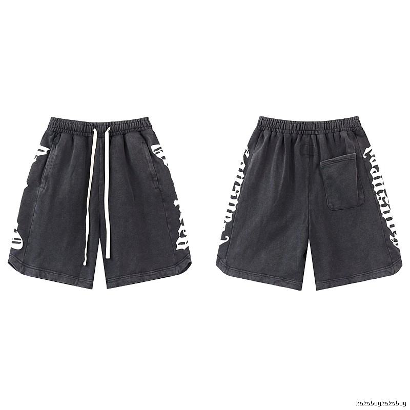 Godspeed Gothic Print Street Style Charcoal Black Shorts