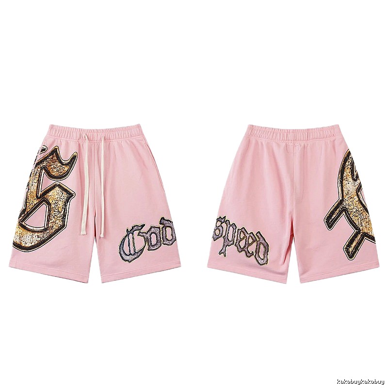 Godspeed Printed Vintage Style Pink Shorts