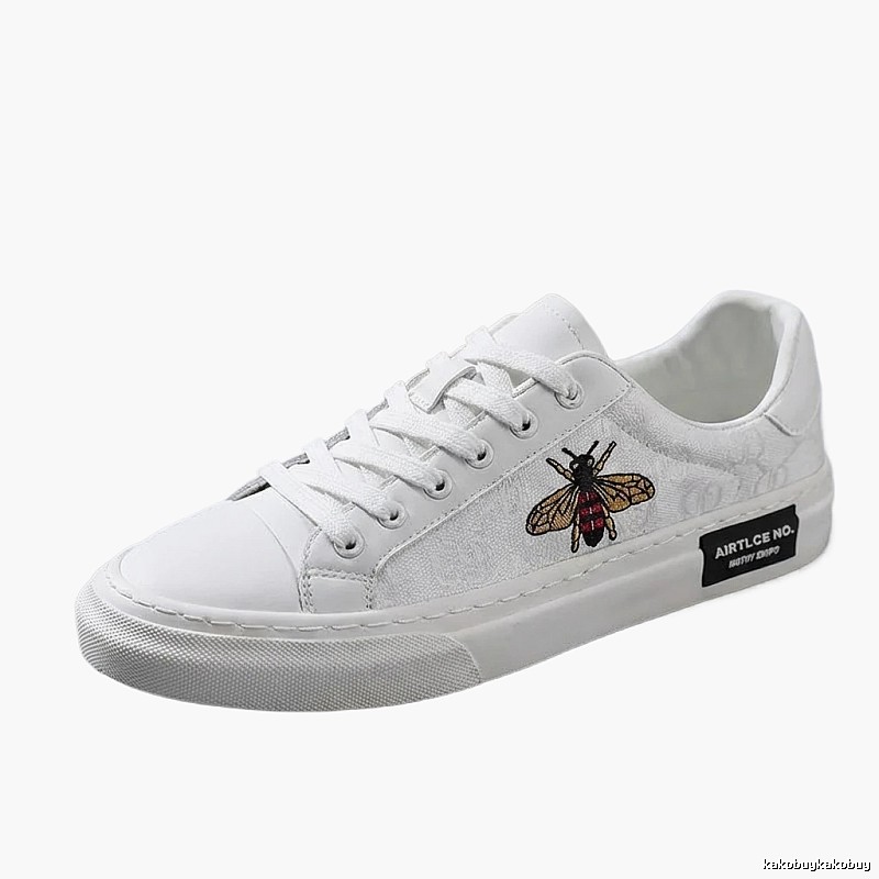 Gucci bee - embroidered small white shoes