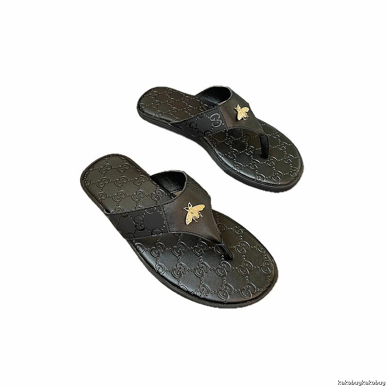 Gucci Bee Series Light Luxury Style Black Flip-Flops