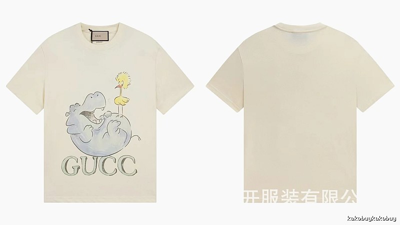 Gucci Cartoon Hippo Casual Off-white T-shirt