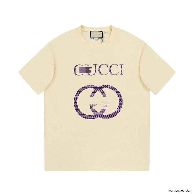 Gucci Double G Vintage Style Beige Short Sleeve T-Shirt