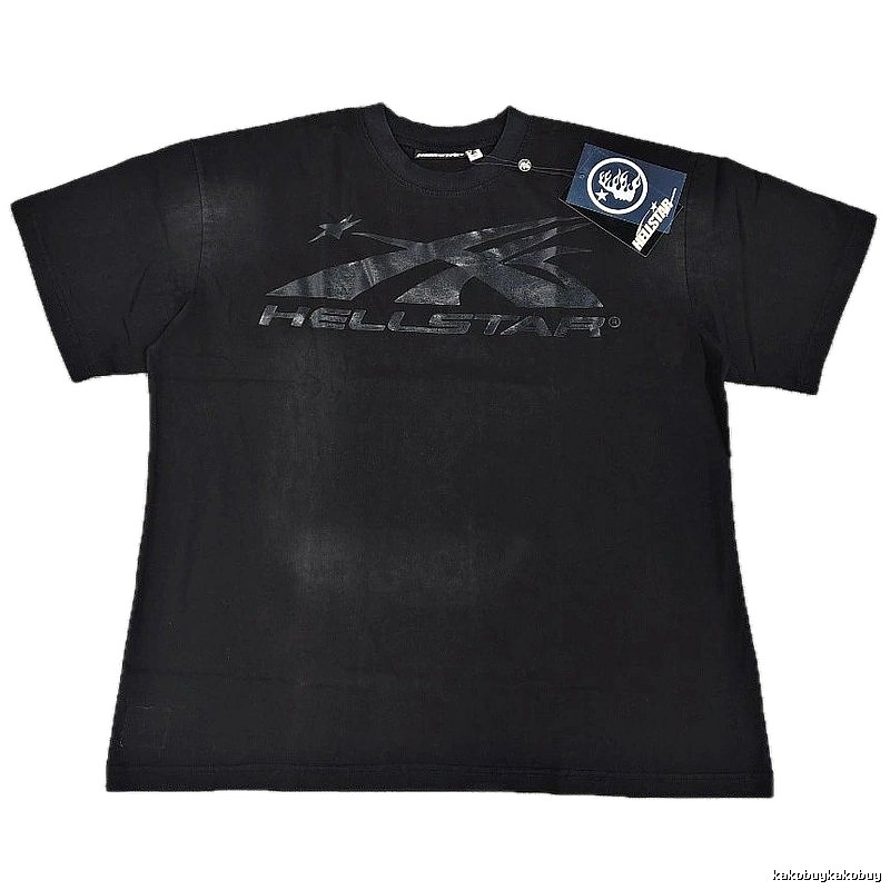 Hellstar Distressed Print High Street Style Black T-Shirt