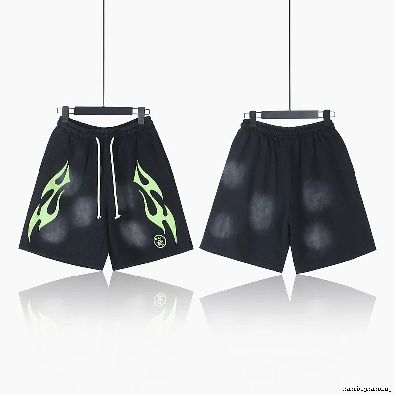 Hellstar Flame Wind Black Shorts