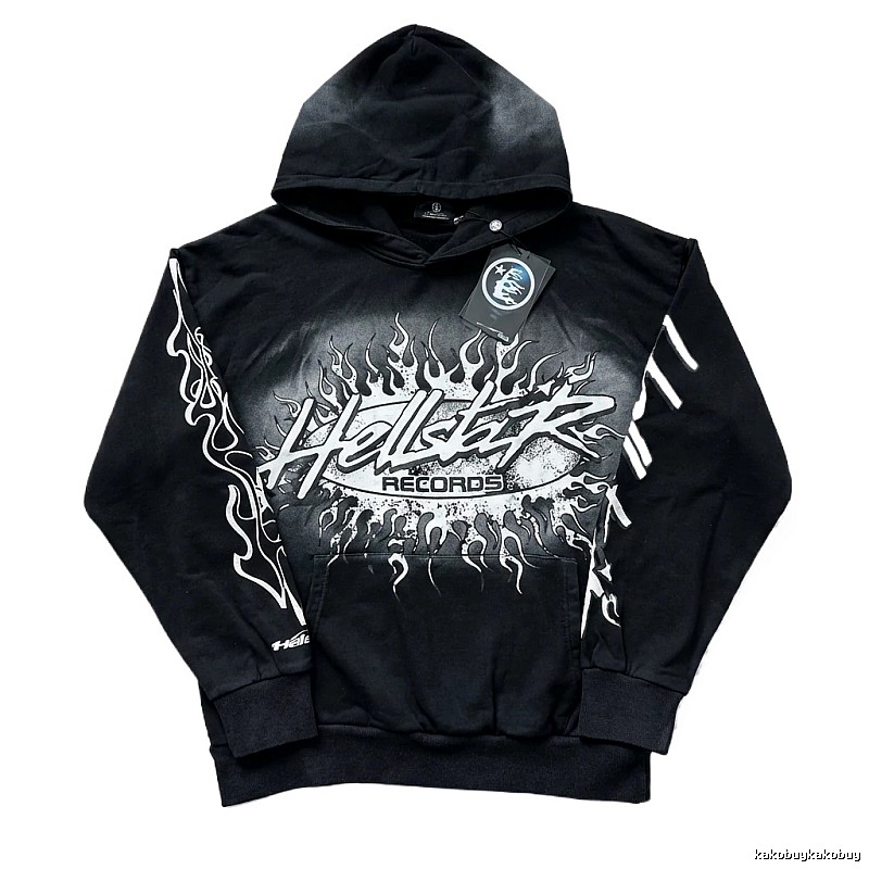 Hellstar Records Flame Wind Black Hoodie