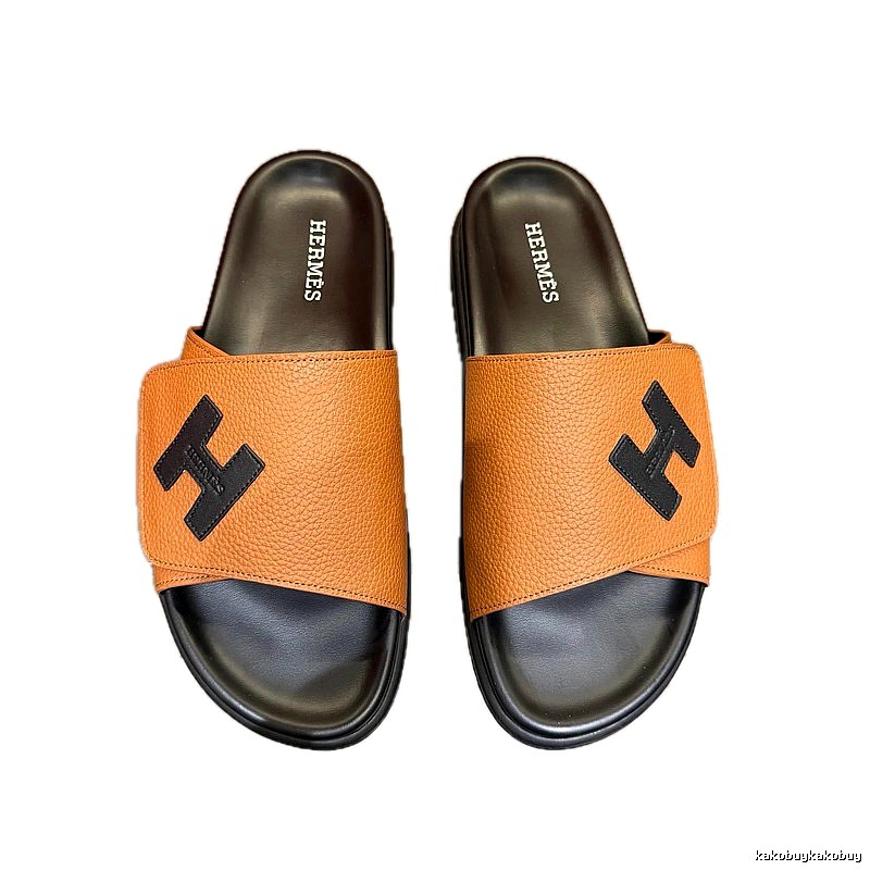 Hermès H Series Minimalist Light Luxury Style Brown & Black Slide Sandals