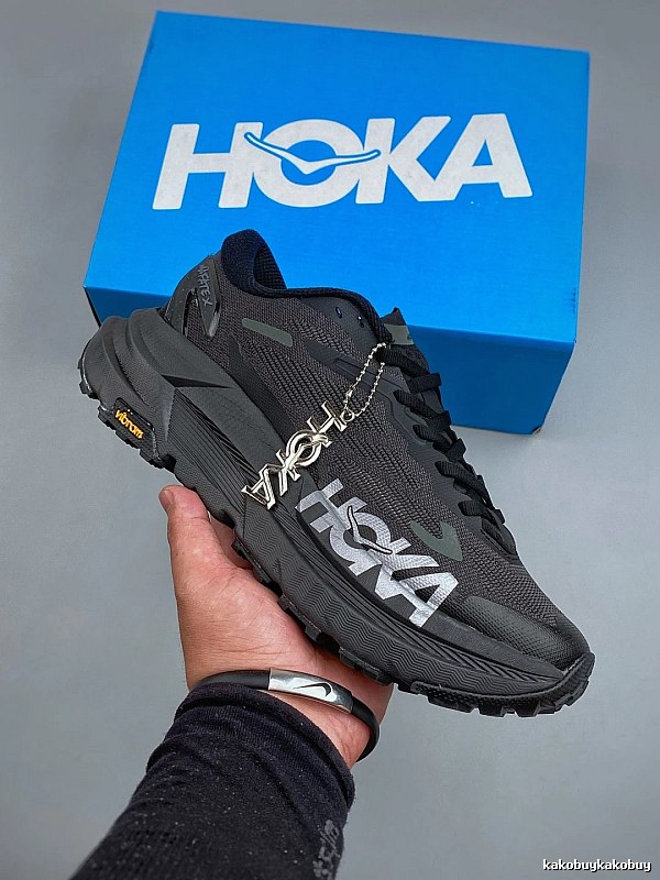 HOKA Black Trail Runners with Stacked Cushioning