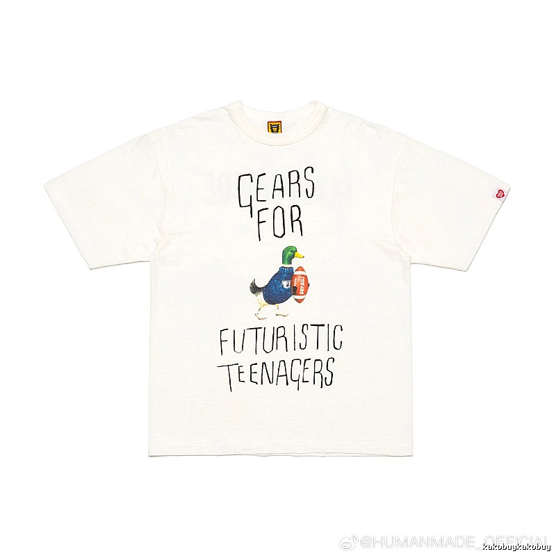 HUMAN MADE Japanese Streetwear Green Duck Printed Off-white T-shirt