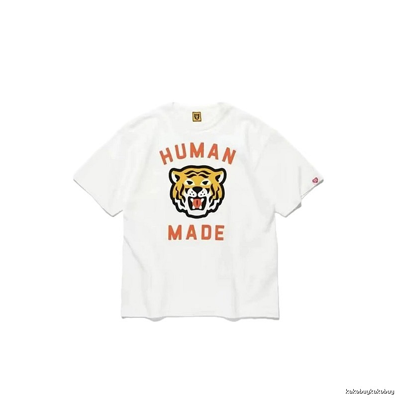 HUMAN MADE Tiger Head Vintage Japanese Style White Short-sleeve T-shirt