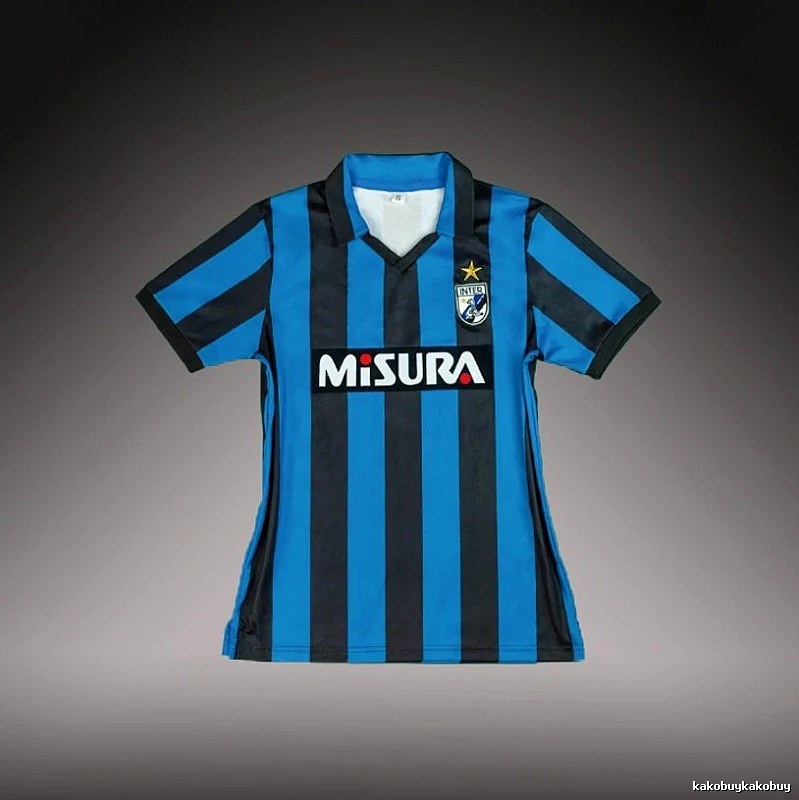 Inter Milan Casual Brehme #3 soccer jersey Blue Black Striped for Streetwear Looks