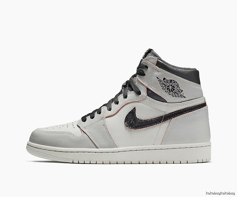 Jordan AJ1 High-Top Gray and White Athletic Shoes