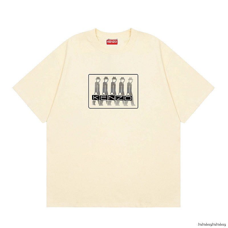 KENZO Character Print Casual Style Beige T-shirt
