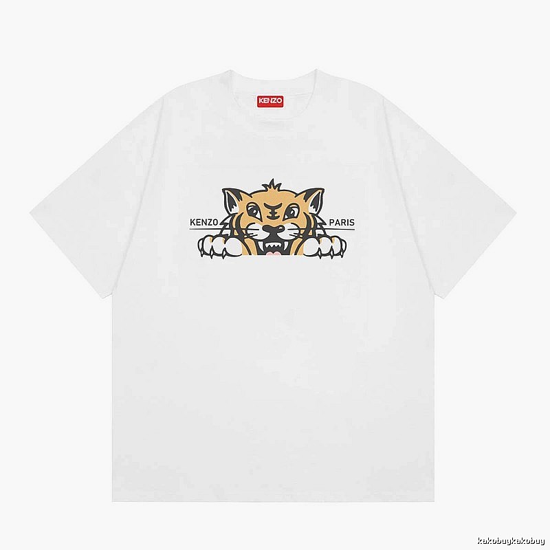 KENZO Tiger Head Series Casual Style White T-Shirt