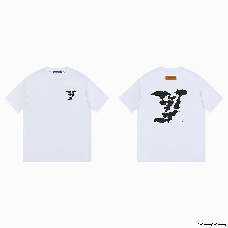 Louis Vuitton Big V Print Trendy Style White T-shirt