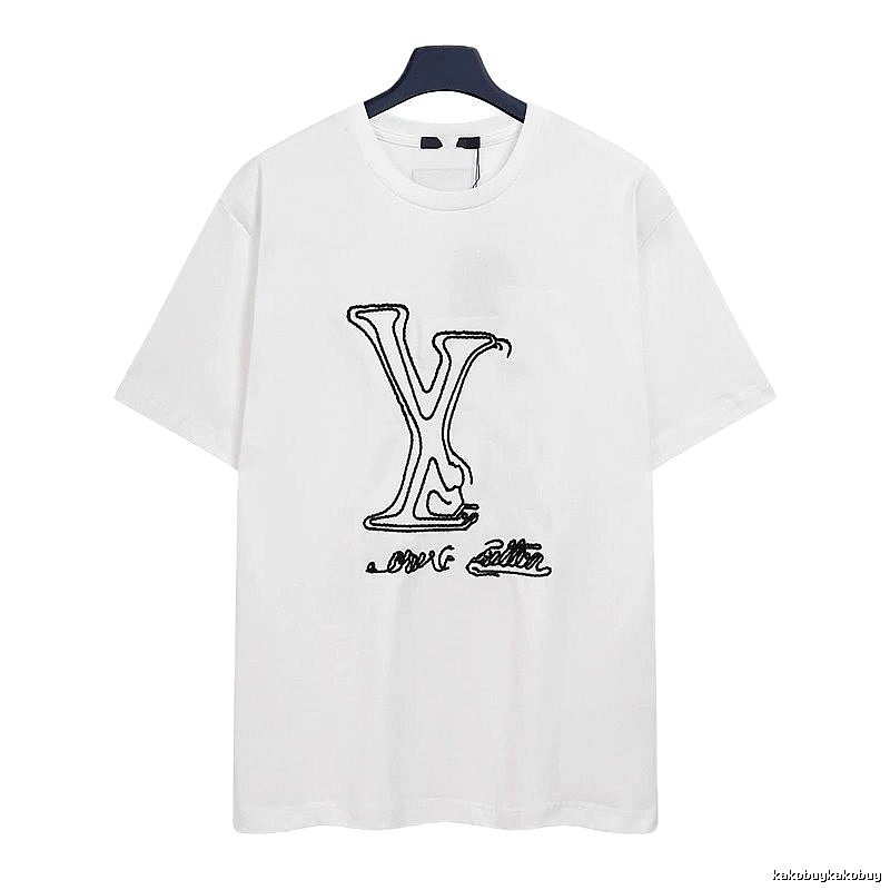 Louis Vuitton Embroidered Trendy Style White Short-sleeve T-shirt