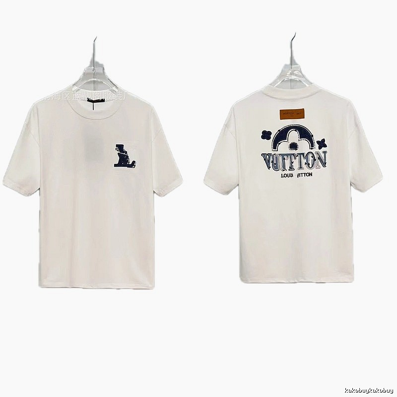 Louis Vuitton Embroidered Vintage-style White Short-sleeve T-shirt