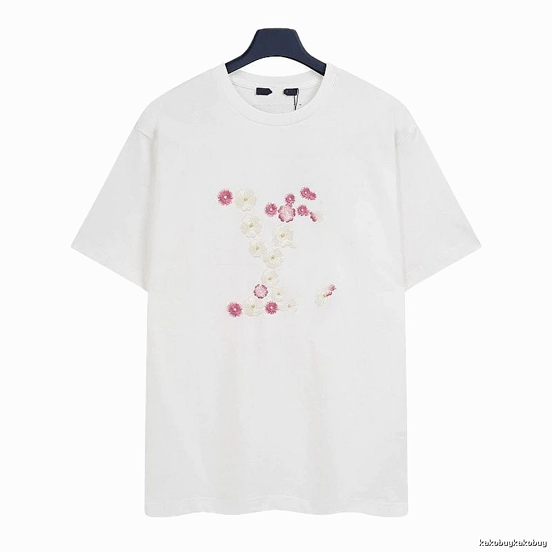 Louis Vuitton Floral Embroidered Casual White T-Shirt