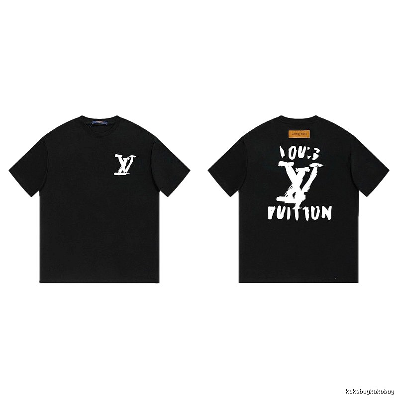 Louis Vuitton Graffiti Street Style Black Short Sleeve T-shirt