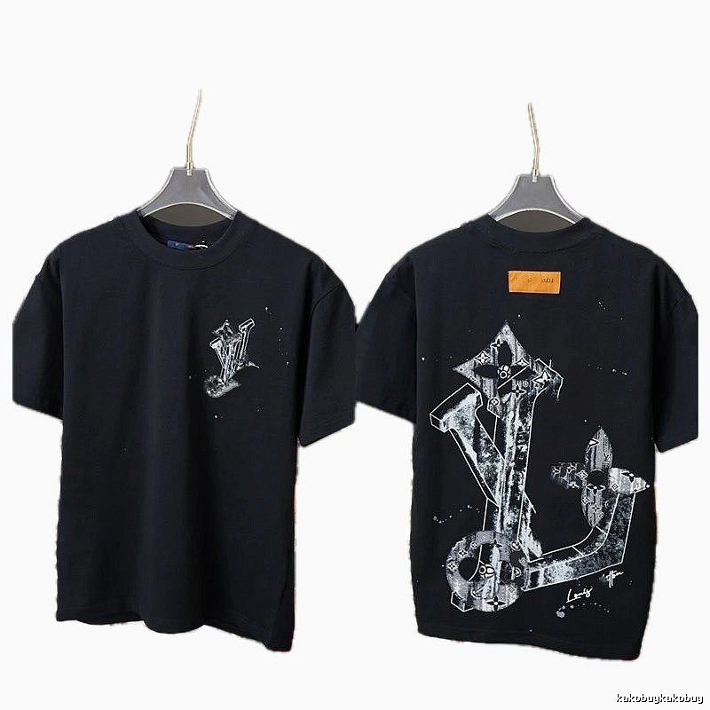 Louis Vuitton Graffiti Trendy Cool Style Black Short-sleeve T-shirt