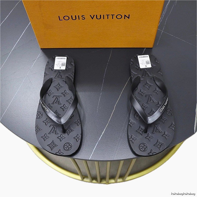 Louis Vuitton Monogram Casual Style Black Flip Flops