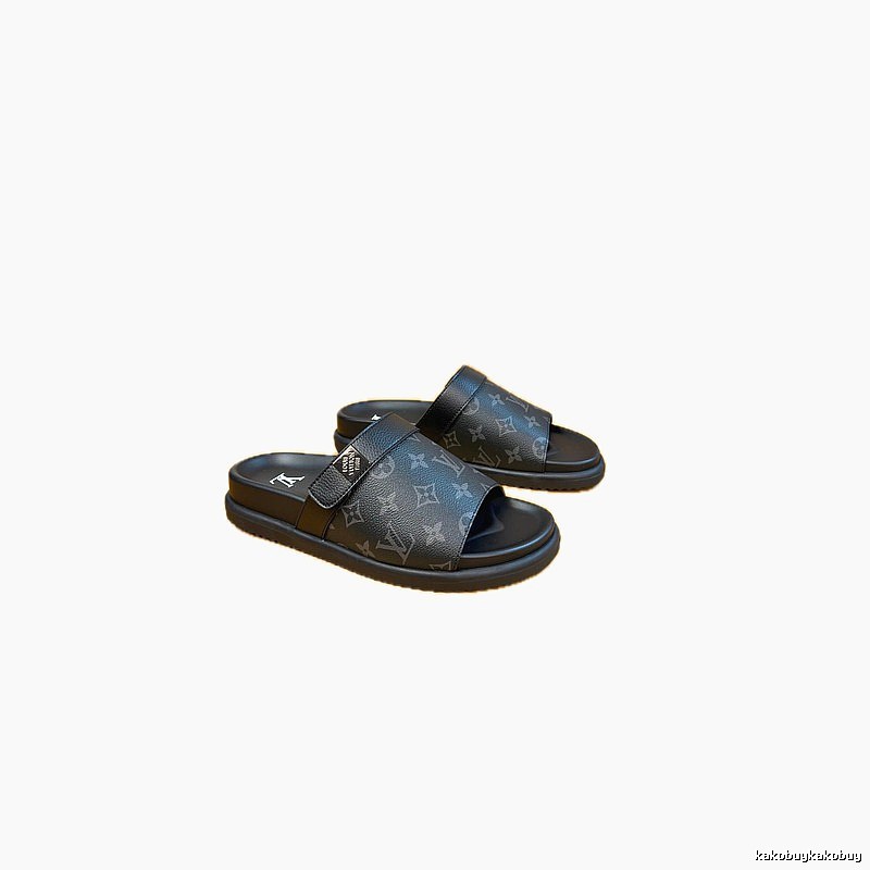Louis Vuitton Monogram Casual Style Black Slide Sandals