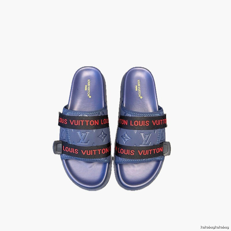 Louis Vuitton Monogram Casual Style Navy Blue Slide Sandals