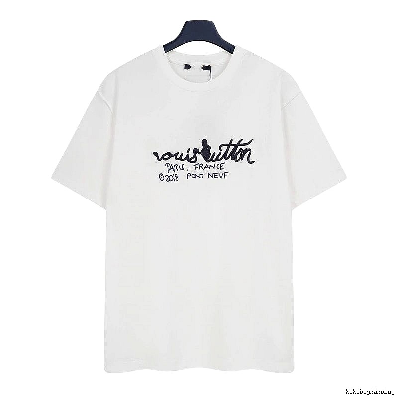 Louis Vuitton Signature Embroidered Casual White T-Shirt