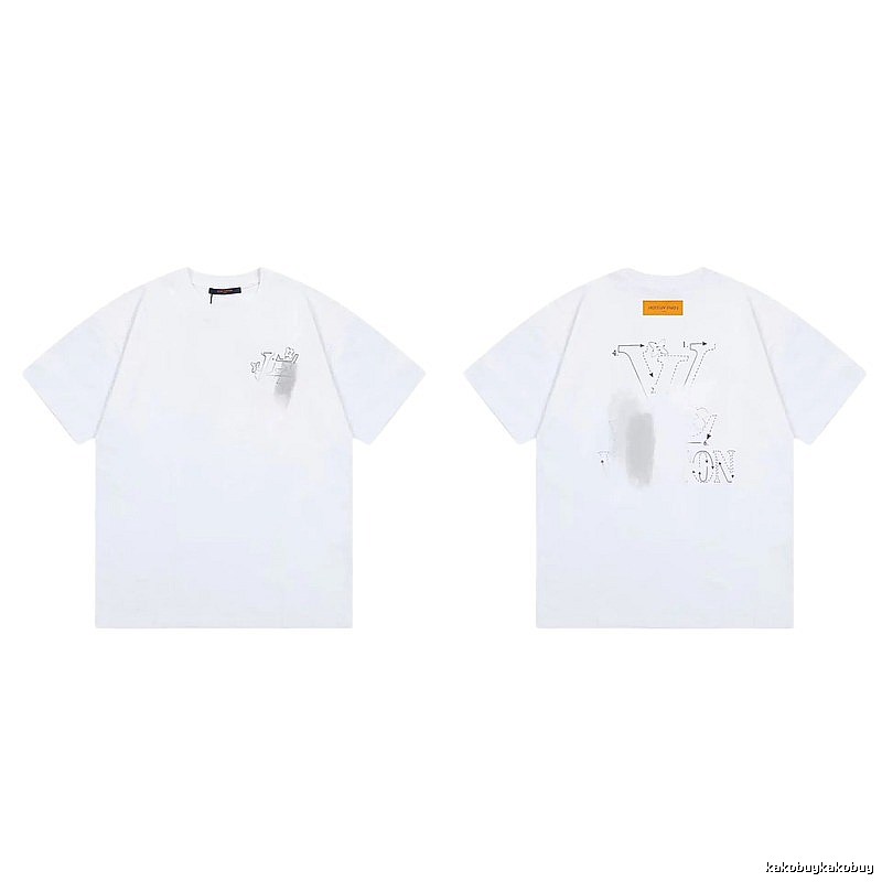 Louis Vuitton Trendy Line-drawing Style White Short-sleeve T-shirt
