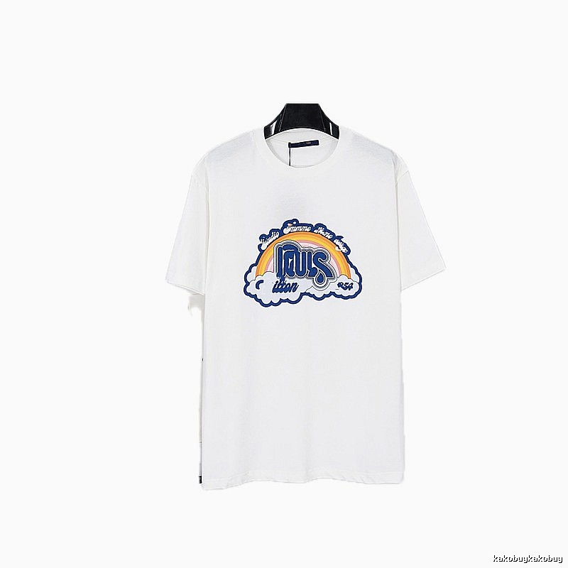 Louis Vuitton Vintage-style Rainbow Print White T-Shirt