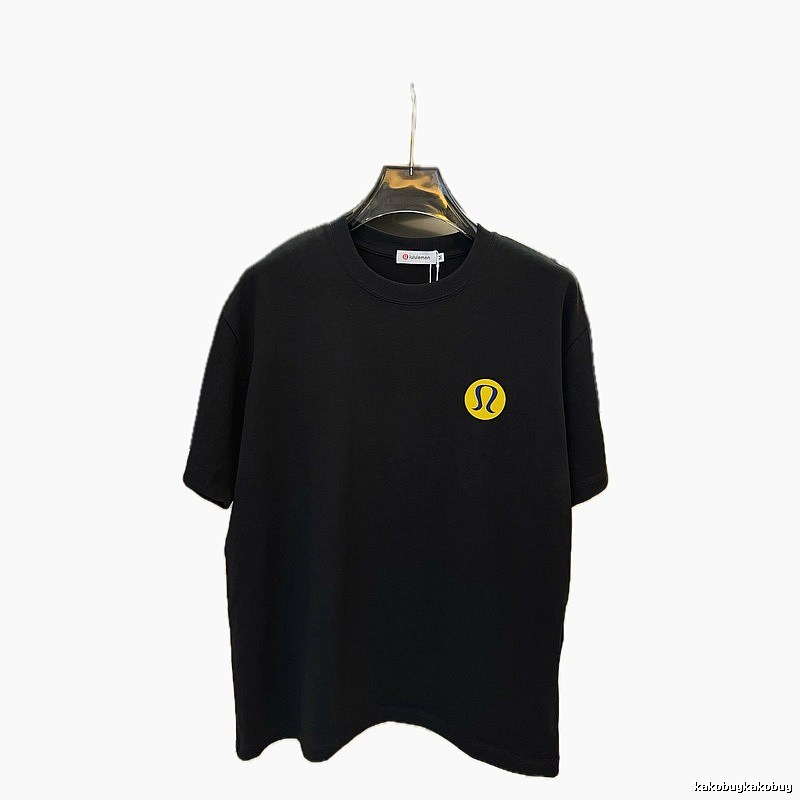 lululemon Printed Casual Style Black Short Sleeve T-Shirt