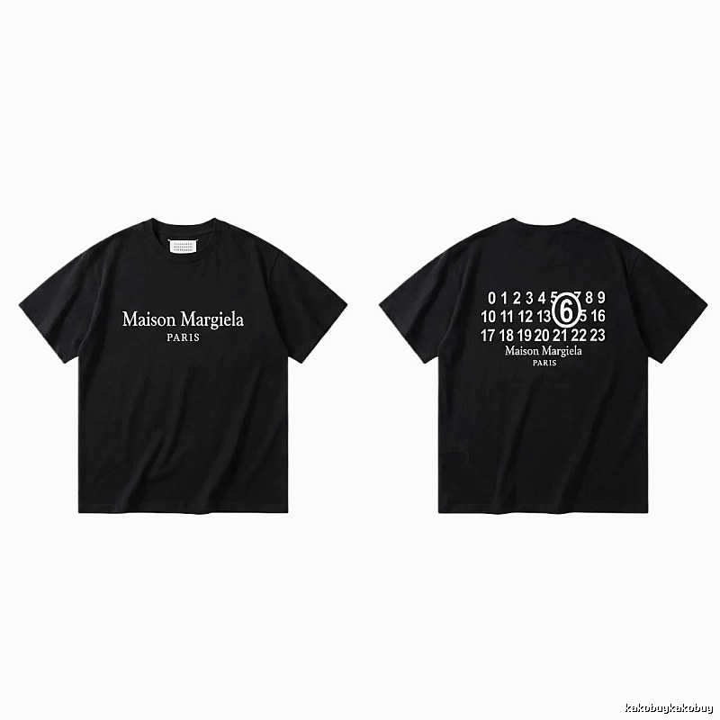 Maison Margiela black T-shirt with digital printing.