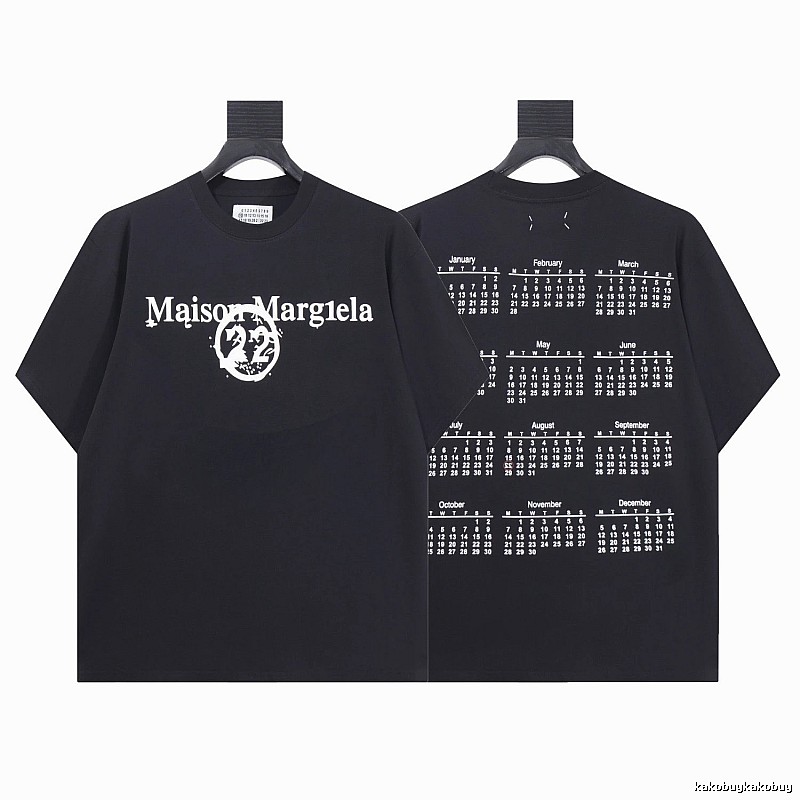 Maison Margiela Calendar Print Trendy Cool Black T-Shirt