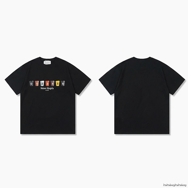Maison Margiela digital print style black T-shirt
