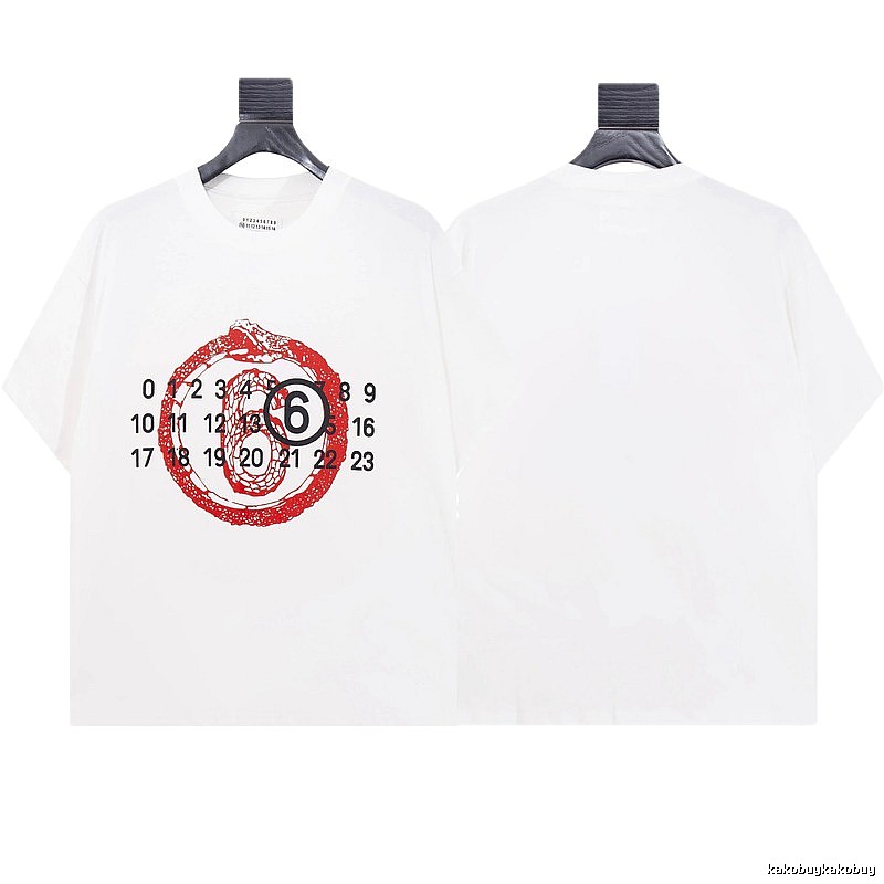 Maison Margiela No.6 Printed Street Style White T-shirt