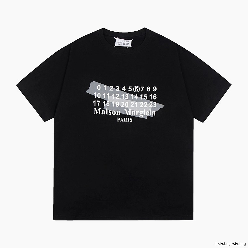 Maison Margiela Number Series Trendy Cool Black Short Sleeve T-Shirt
