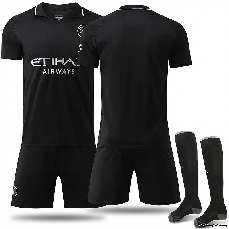 MCFC Black Sporty Style Jersey