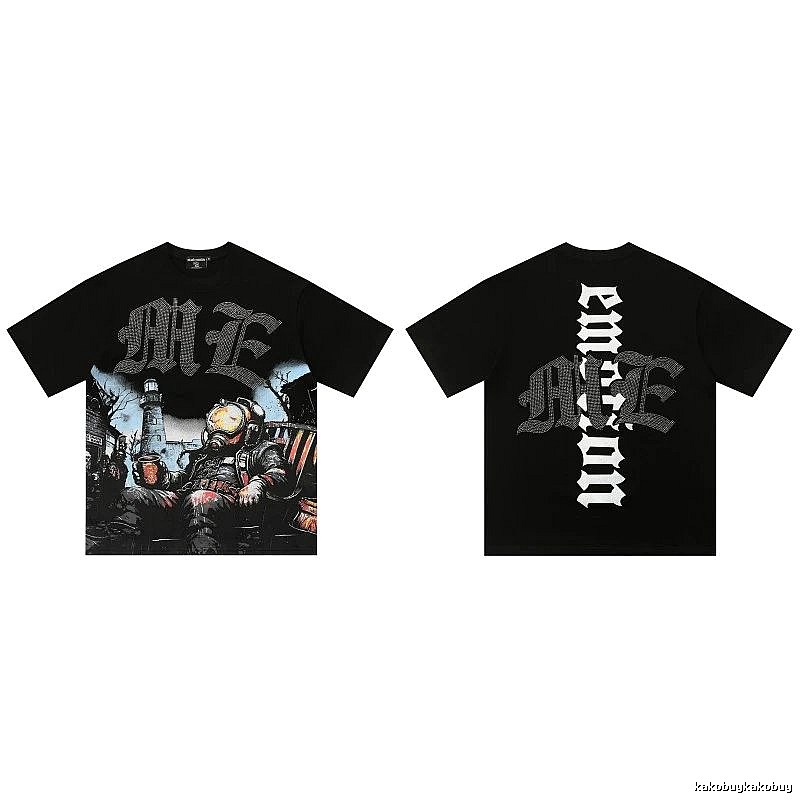 Mixed Emotion Printed Dark-style Black T-Shirt