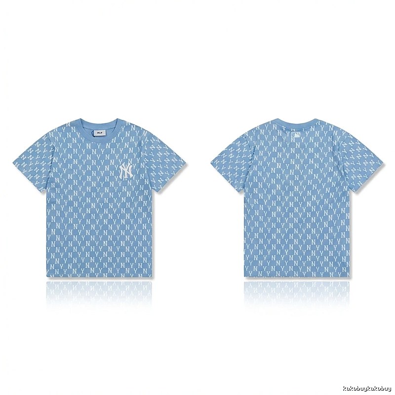 MLB full - print style light blue T - shirt