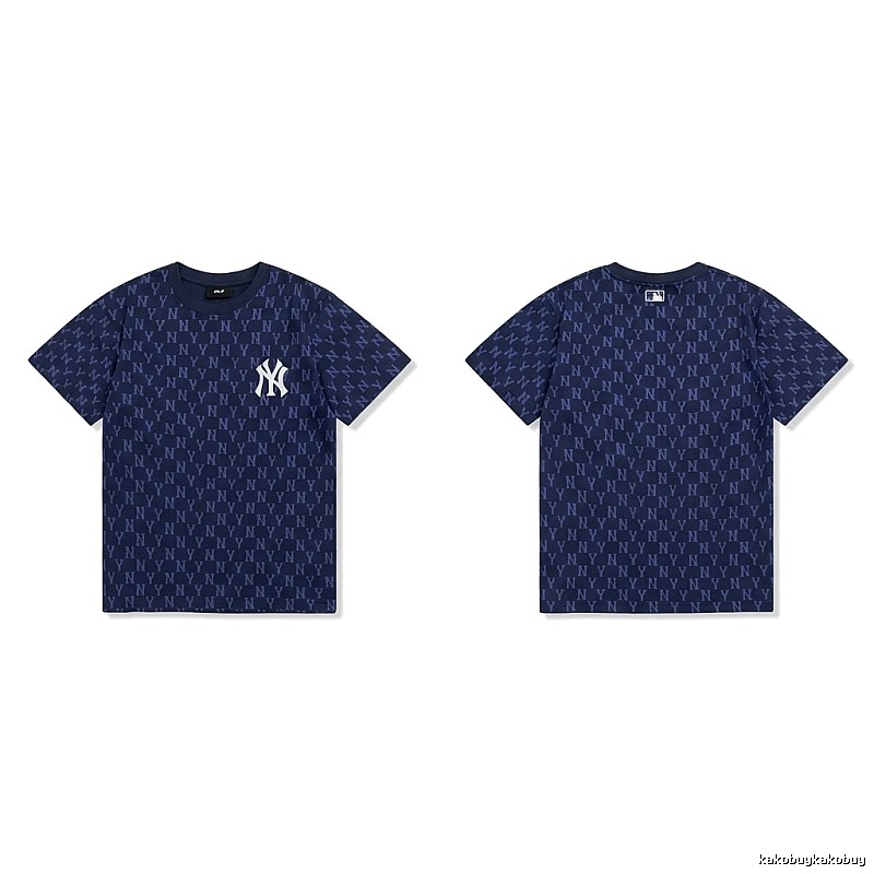 MLB full - print style navy blue T - shirt